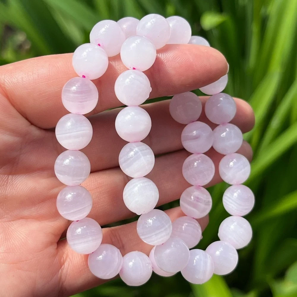 10mm stretchable banded pink‎ calcite bracelet
